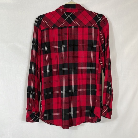 Rails Top Blouse S Casual Button-down Long Sleeve Plaid Red and Black EUC - Picture 3 of 10